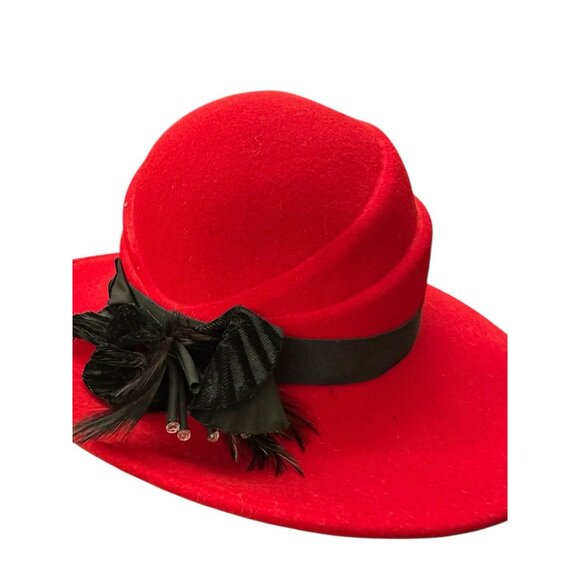 Vintage Red/Black Doeskin Felt 100% Wool Hat Geo Bollman Co. USA Made main image 7